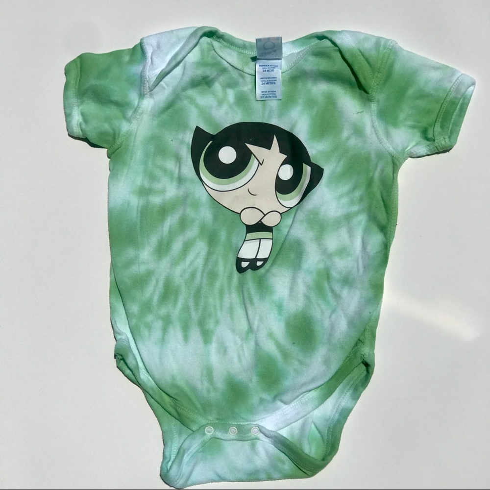 Powerpuff Girls Tie Dye Buttercup Onesie